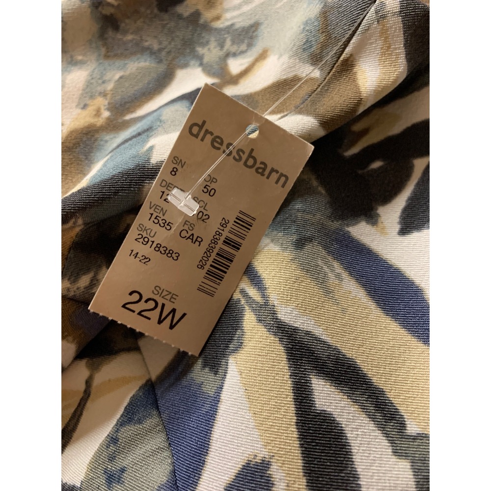 NWT- Dressbarn Women's Plus Size 22W Tiered Sheath Dress Abstract Leaf Print - Picture 7 of 7